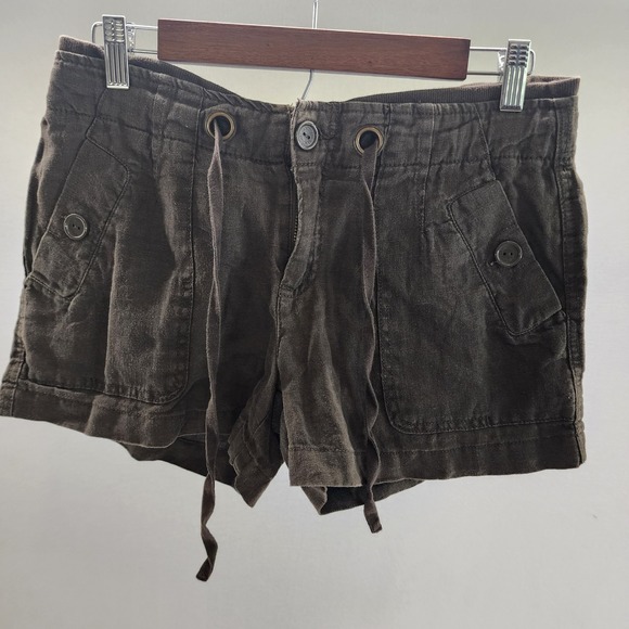 Sanctuary Clothing Women's Brown Linen Blend Drawstring Casual Shorts - Picture 1 of 5
